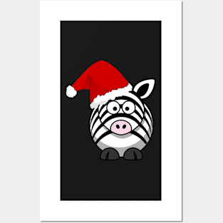 Cute Christmas Hat Zebra Posters and Art